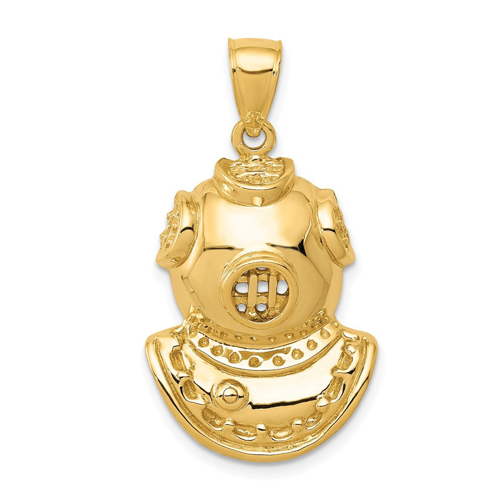 14K Divers Helmet Pendant, 30 x 17 mm