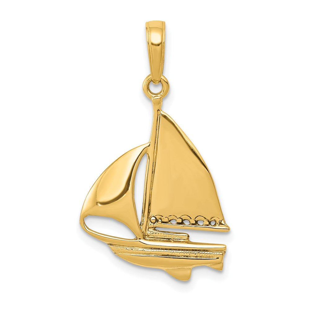 14K Sailboat Pendant, 28 x 16 mm