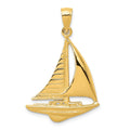 14K 2-D Sailboat Pendant, 32 x 20 mm