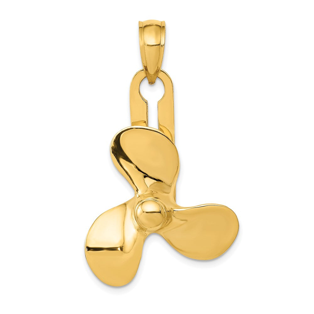 14K Moveable 3 Blade Propeller Pendant, 38 x 24 mm
