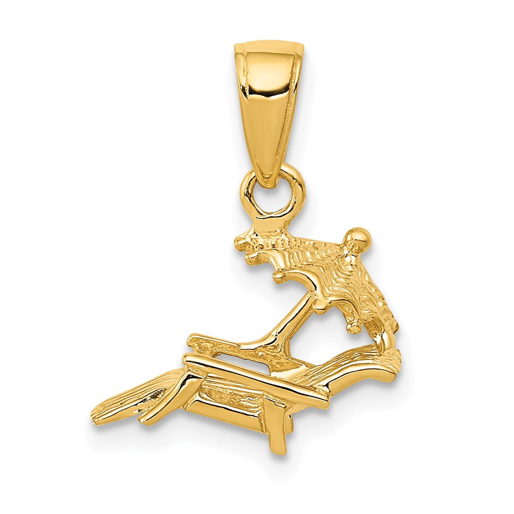 14K 3-D Lounge Beach Chair with Umbrella Pendant, 17 x 14 mm