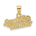 14k SPECIAL TEACHER with Flower Charm, 7.6 x 18.25 mm