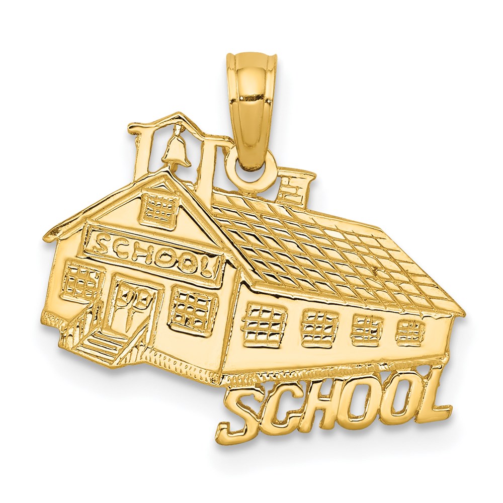 14K SCHOOL House Pendant, 17 x 19 mm