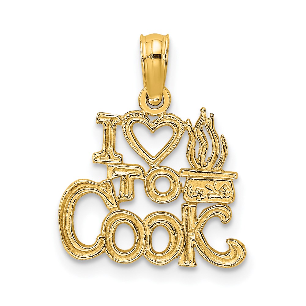 14K I HEART TO COOK Charm, 11.95 x 14.1 mm