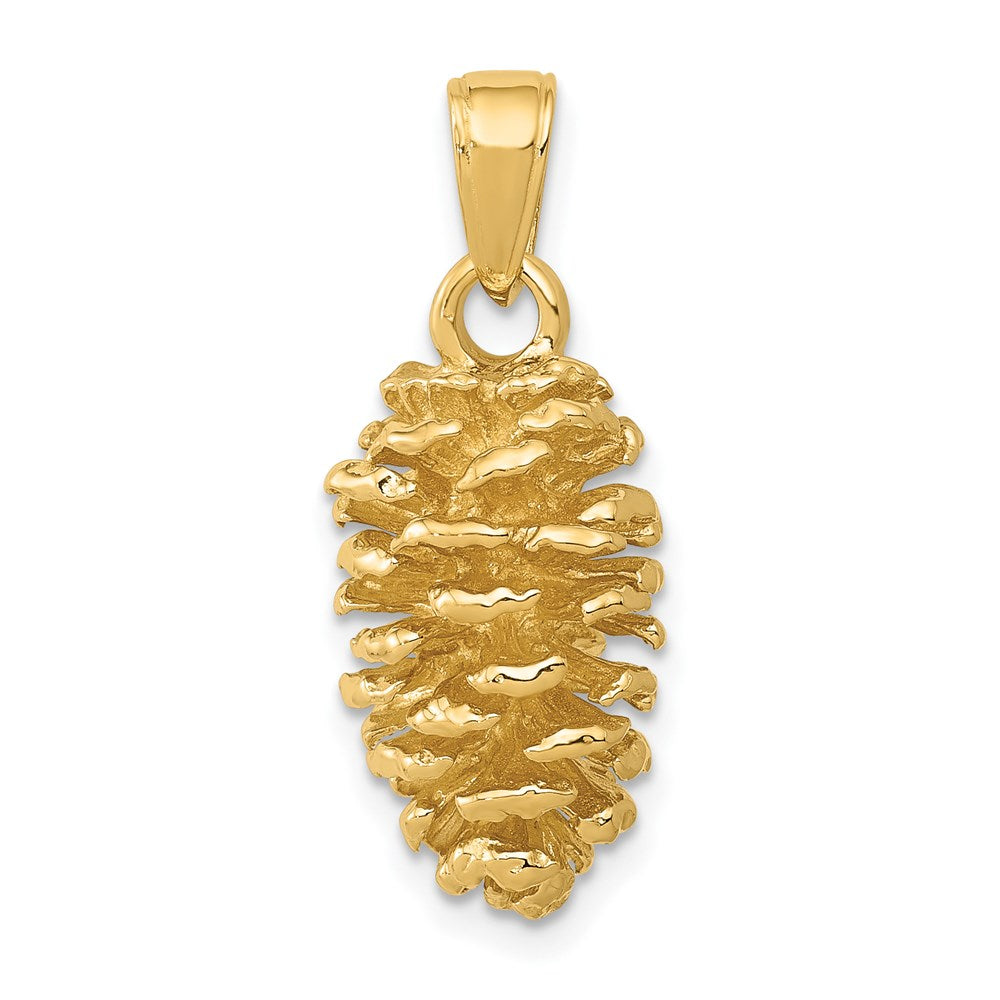 14K 3-D Pinecone Pendant, 24 x 10 mm