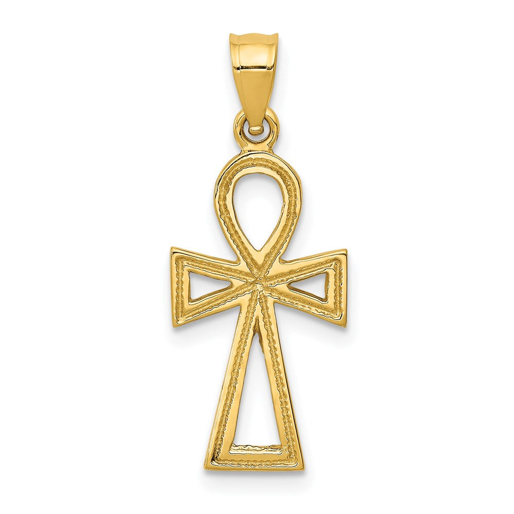 14k Ankh Cross Charm, 27 x 14 mm