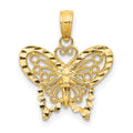 14K Diamond-cut Butterfly Pendant, 19 x 16 mm