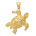14K Sea Turtle Pendant, 36 x 27 mm