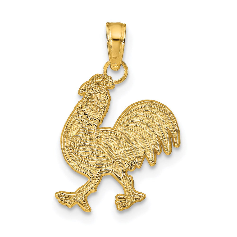 14K Rooster Pendant, 20 x 12.5 mm