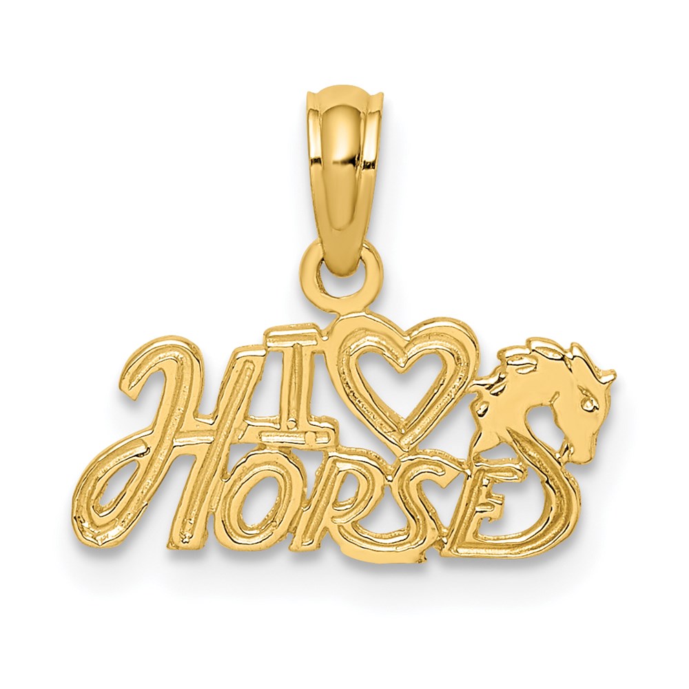 14K I HEART HORSES Charm, 11.5 x 16.2 mm