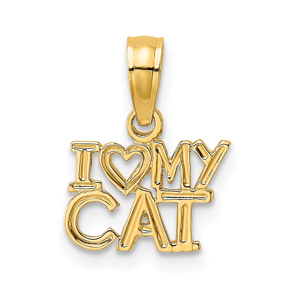 14k I HEART MY CAT Charm, 11 x 10 mm