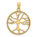 14K Tree of Life in Round Frame Pendant, 30.5 x 22 mm
