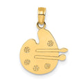 14K Artists Paint Palette and Brushes Charm, 13.3 x 13.5 mm