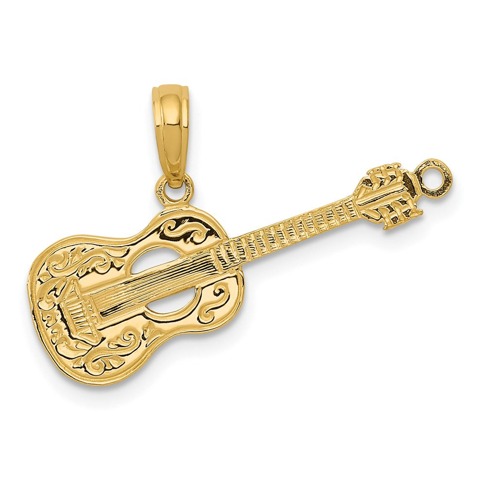 14K Acoustic Guitar Pendant, 18.25 x 25.95 mm