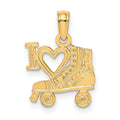 14K I HEART with Roller Skate Charm, 11.8 x 12.05 mm