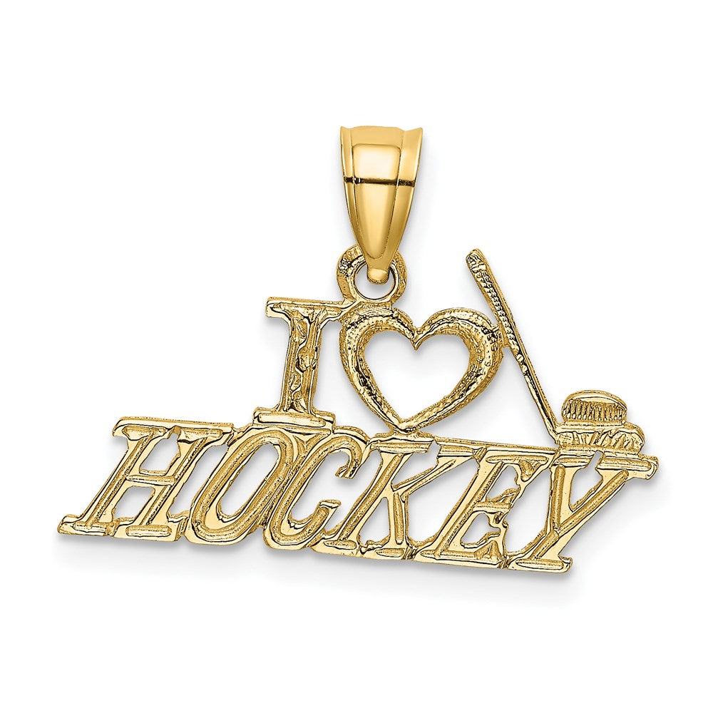 14K I HEART HOCKEY Charm, 11.6 x 21.6 mm