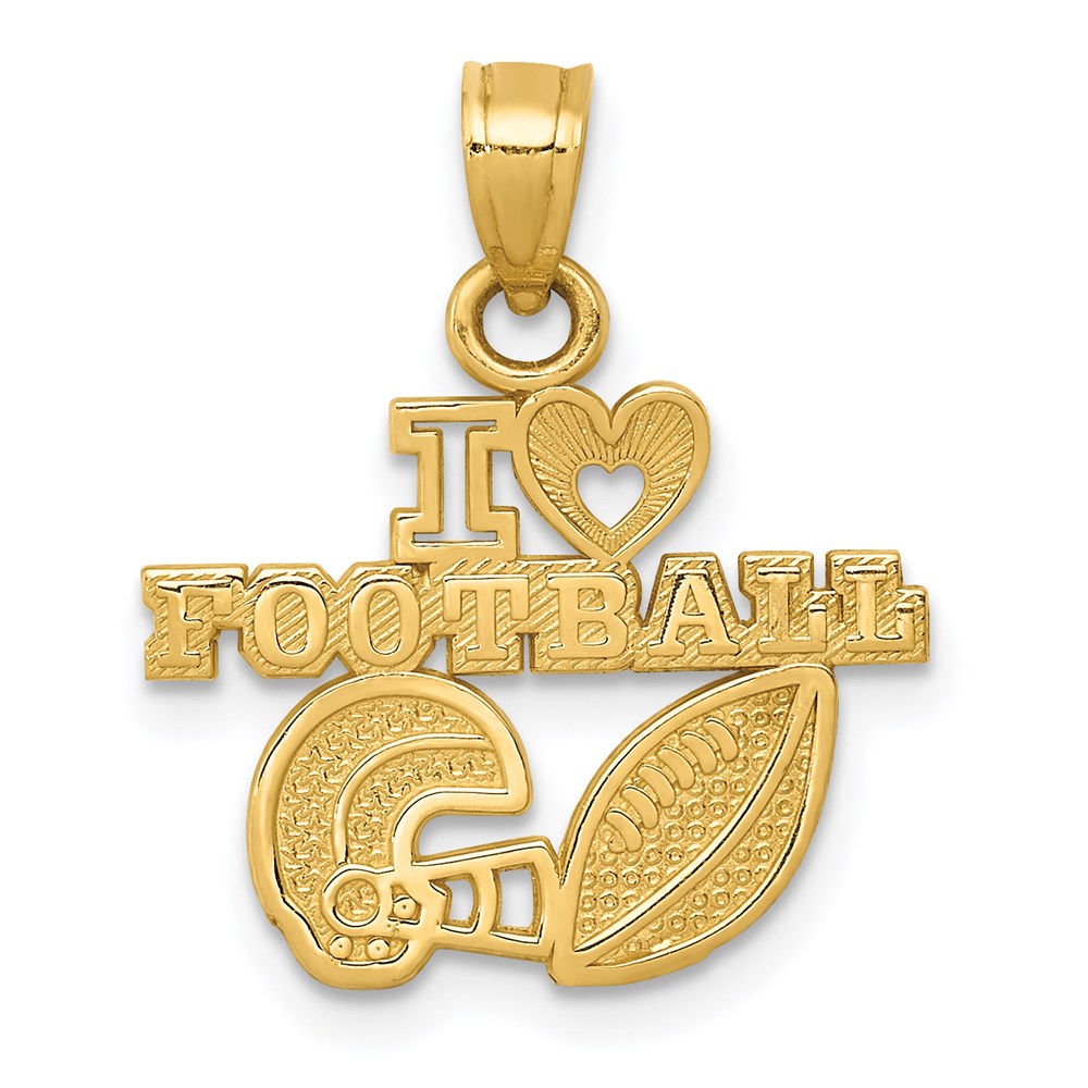 14K I HEART FOOTBALL with Helmet and Ball Charm, 13.5 x 17.5 mm, 0.88 g - ID5S9K61448L7