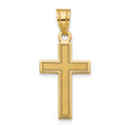 14K Small Satin Cross Pendant, 30 x 14 mm