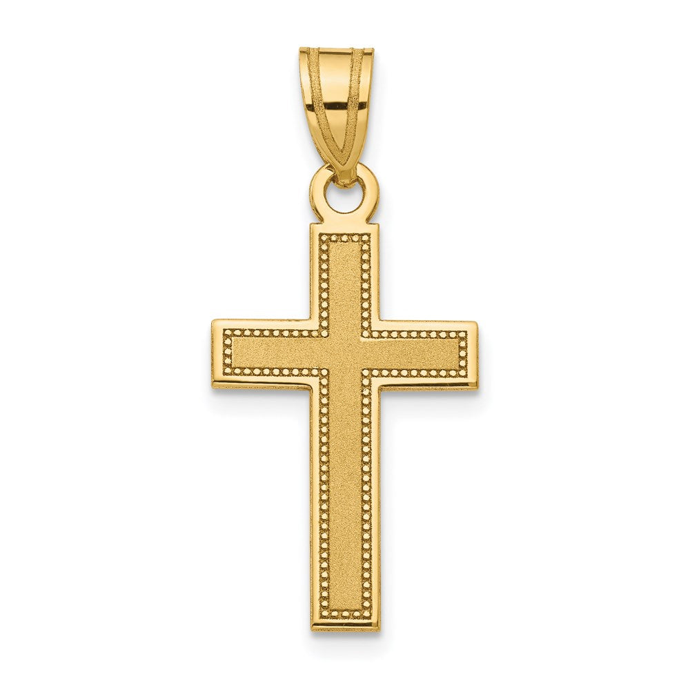 14K Small Satin Cross Pendant, 30 x 14 mm
