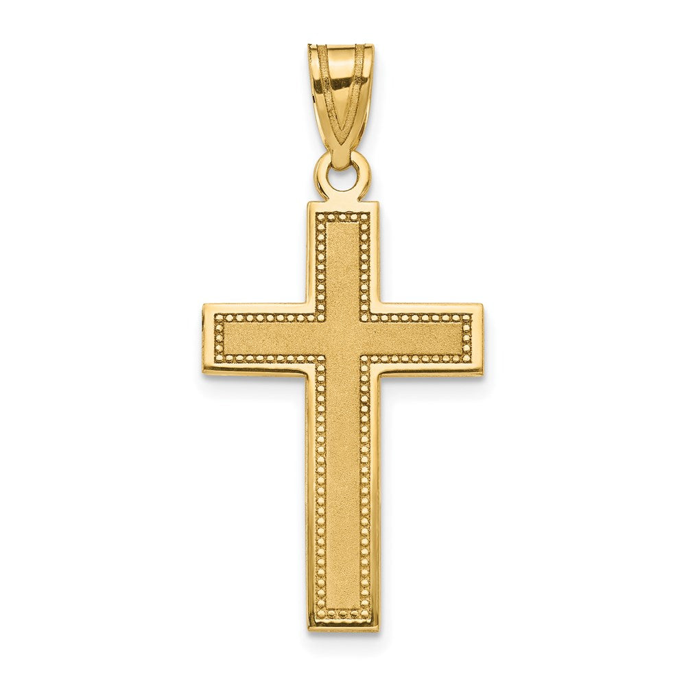 14K Medium Satin Cross Pendant, 33.8 x 16 mm