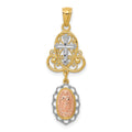 14K Two-Tone with White Rhodium Our Lady of Guadalupe and Cross Pendant, 34.5 x 11.75 mm