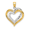 14K Two-tone Polished Diamond-cut Intertwined Hearts Pendant, 24 x 19 mm, 1.23 g