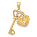 14K Polished Heart Key and Lock Charm, 30 x 17 mm