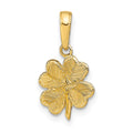 14k Polished and Textured 4-Leaf Clover Pendant, 13 x 10 mm