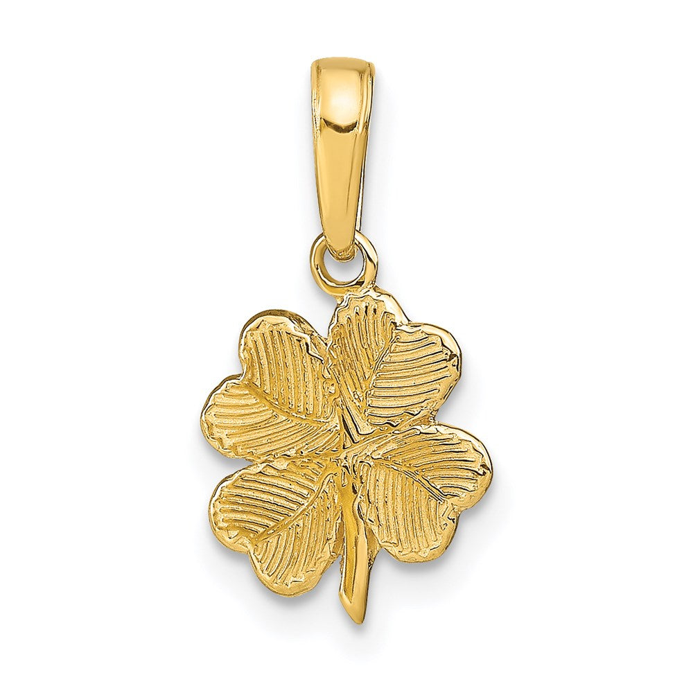 14k Polished and Textured 4-Leaf Clover Pendant, 13 x 10 mm