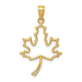 14k Polished Cut Out Maple Leaf Pendant, 27 x 20 mm