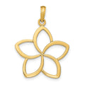 14k Polished Cut-out Plumeria Flower Pendant, 24 x 24 mm
