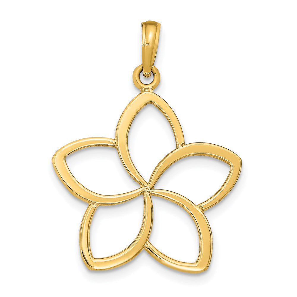 14k Polished Cut-out Plumeria Flower Pendant, 24 x 24 mm