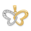 14k and White Rhodium Diamond-cut Butterfly Pendant, 14 x 22 mm
