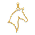 14k Polished Cut Out Horse Head Pendant, 32 x 24 mm