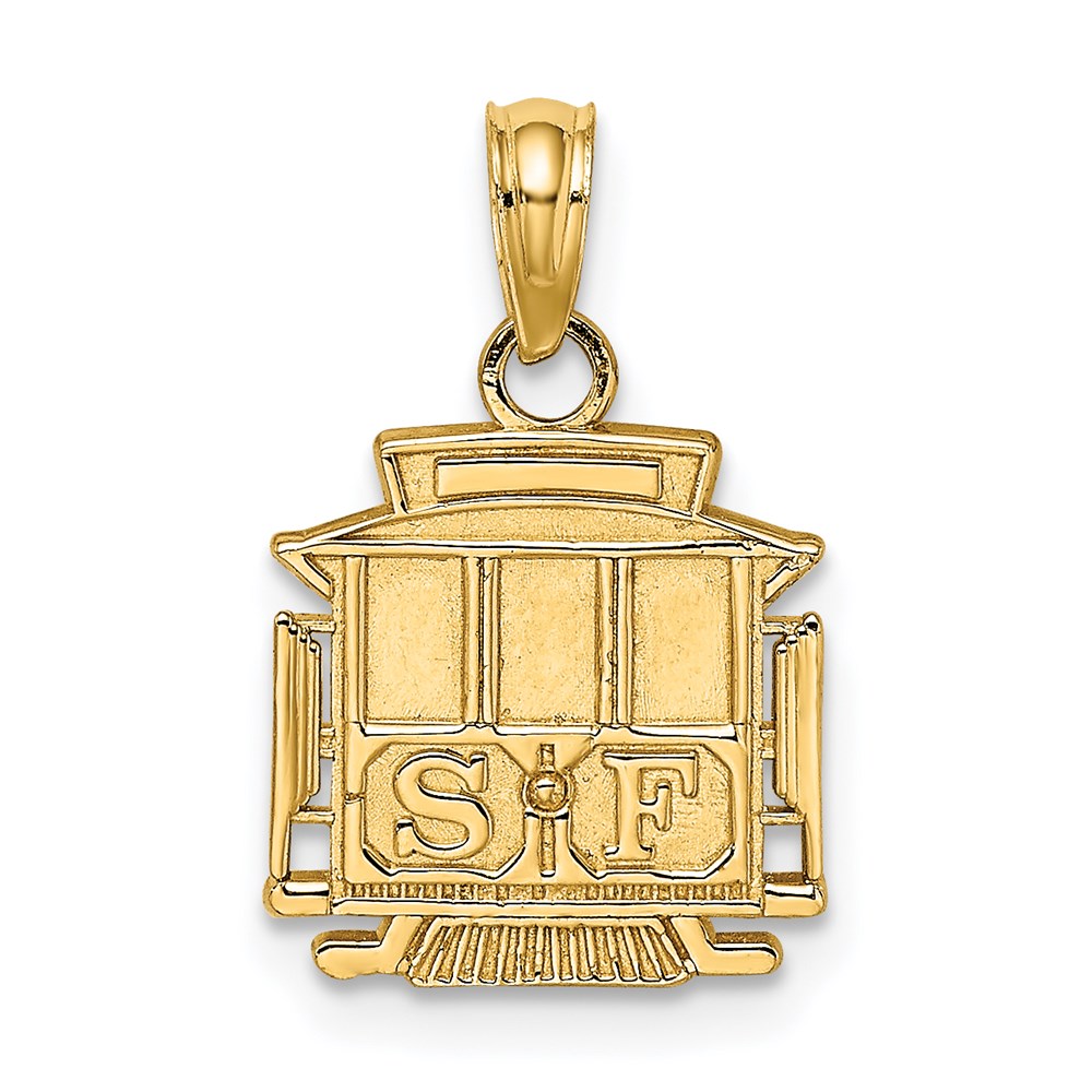 14k Polished S.F. Cable Car Charm, 17.1 x 11.6 mm