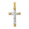 14K and White Rhodium Cross Pendant, 33.75 x 16.3 mm