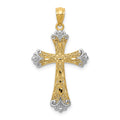 14K with White Rhodium Reversible with GOD LOVE Cross Pendant, 27 x 17 mm