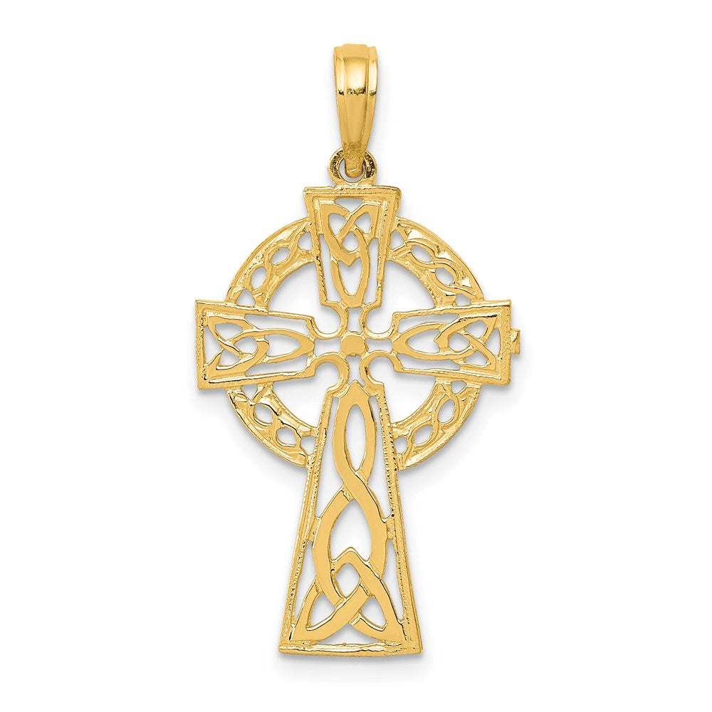 14k Polished Celtic Cross Pendant, 30 x 18 mm