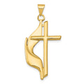 14K Polished Cross with Drape Pendant, 38 x 18 mm