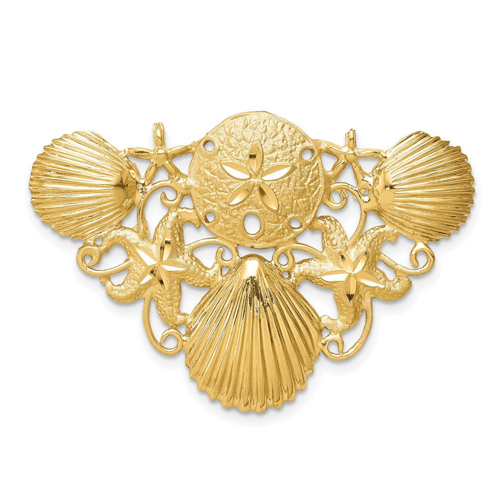 14k Sea Life Diamond-cut Omega Slide, 28 x 40 mm