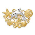 14k Two-tone Sea Life Fits 5mm/6mm Omega Slide, 23 x 38 mm