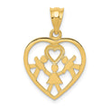 14k 3 Kids in Heart Charm, 22 x 17 mm