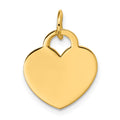 14K Polished Engravable 15mm Heart Disc Pendant, 21 x 15 mm