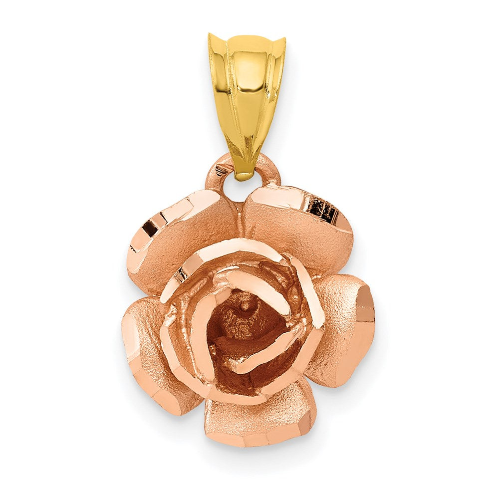 14k Two-tone Rose Charm, 19 x 11 mm