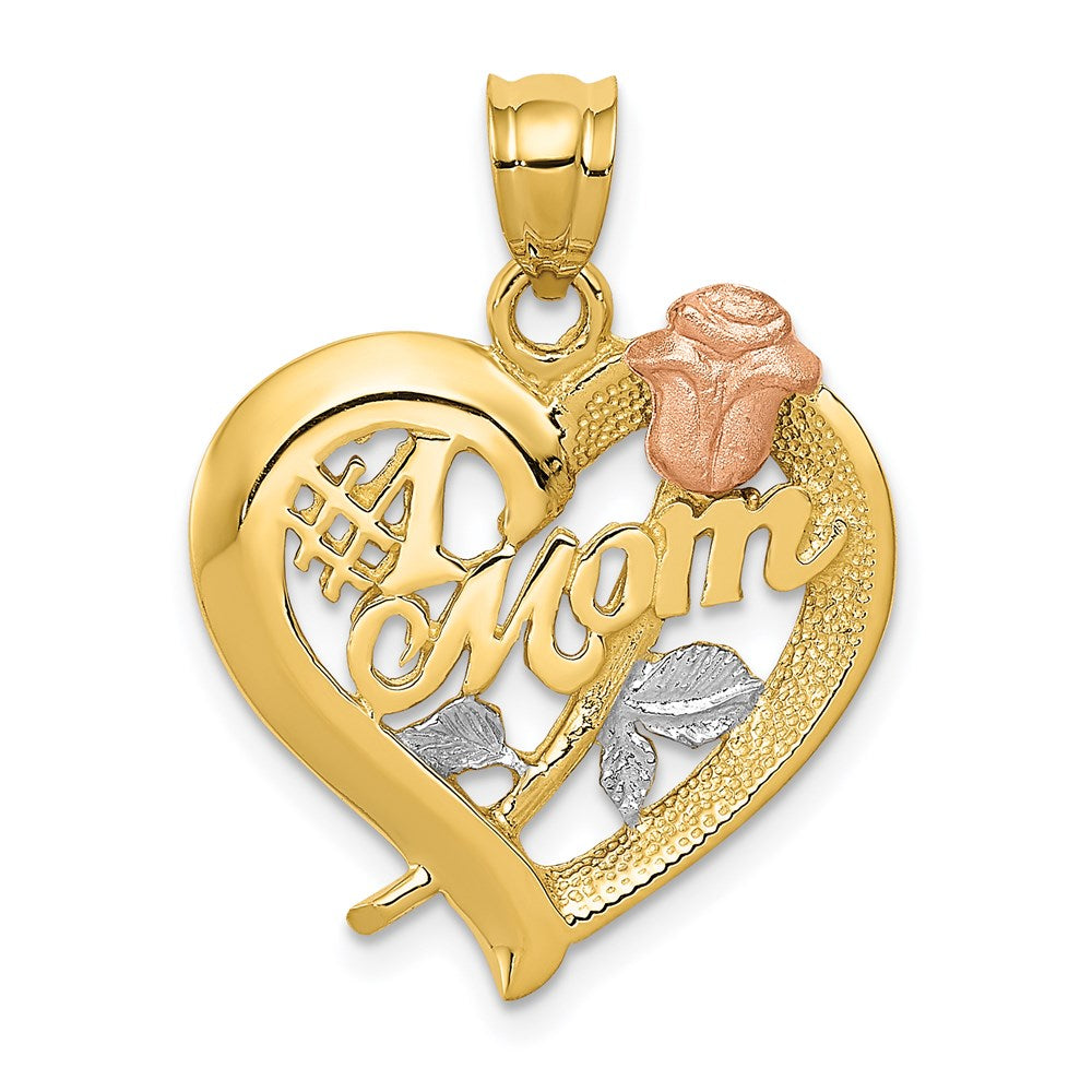 14k Two-Tone with White Rhodium #1 MOM Charm, 23 x 20 mm