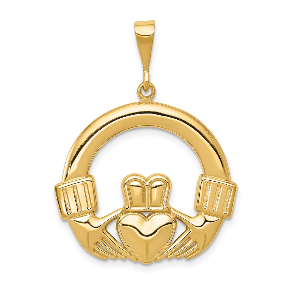 14k Claddagh Pendant, 35 x 26 mm