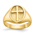14k Polished Eternal Life Cross Ring, Size 7