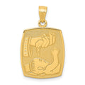 14K Satin and Polished Baptism Rectangular Pendant, 26 x 15 mm