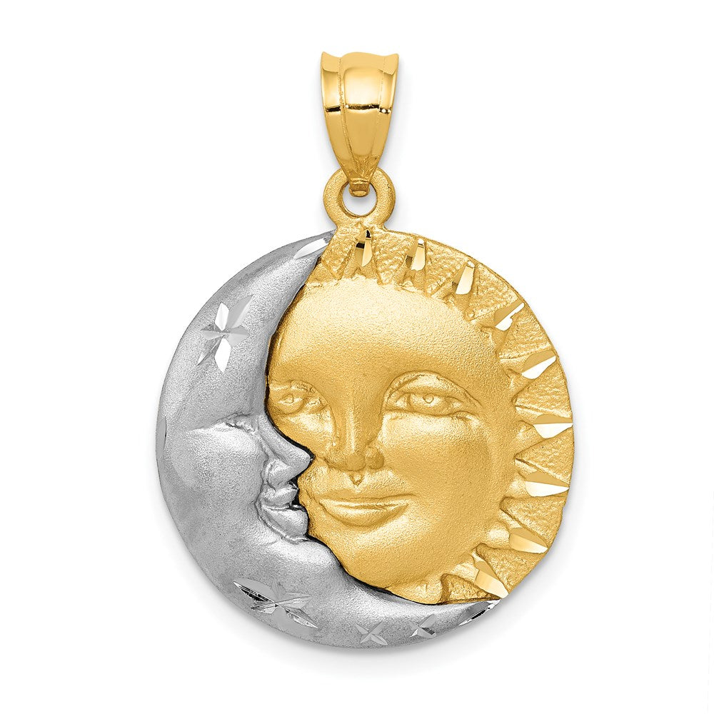 14k Two-tone Sun and Moon Charm, 28 x 20 mm