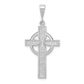 14k White Gold Celtic Cross Charm, 38 x 11 mm
